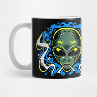 Alien smoking blue Mug